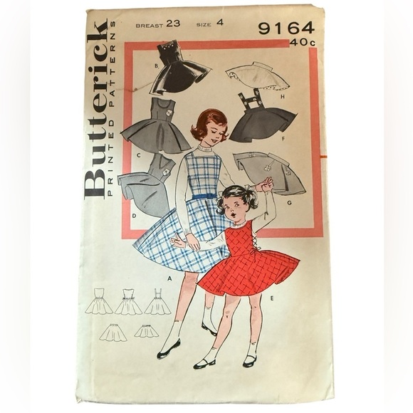 Butterick Other - Butterick 9164 Jumper & Circle Skirt Wardrobe, Neckline Variations Sz 4, Vintage